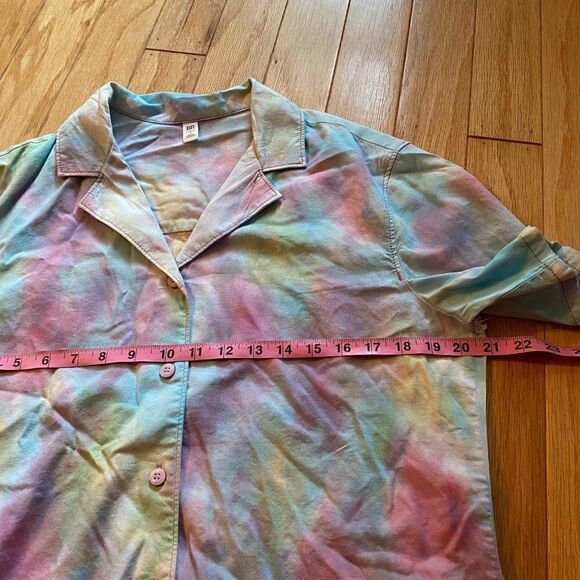 NWOT BP Women's muticolor tie dye collar button down cotton blend shirt sz small - Picture 6 of 8